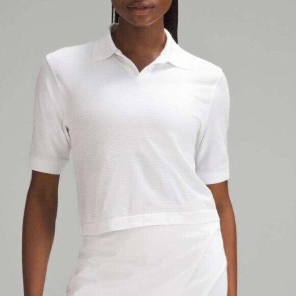 Lululemon Women White Swiftly Tech Relaxed-Fit Polo Shirt Plus Size 14 - Picture 1 of 11